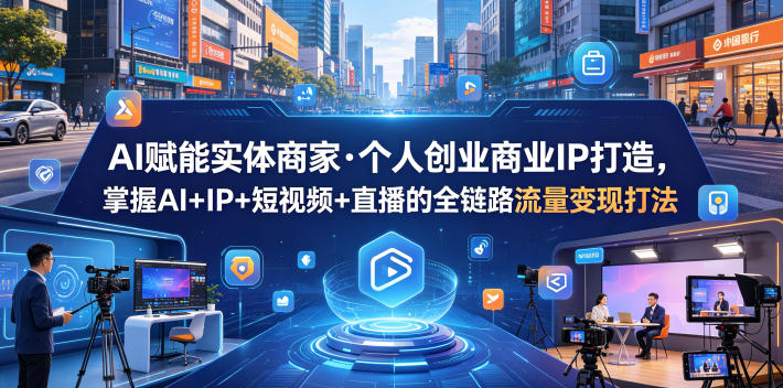 AI赋能实体商家·个人创业商业IP打造，掌握AI+IP+短视频+直播的全链路流量变现打法-heixxmi