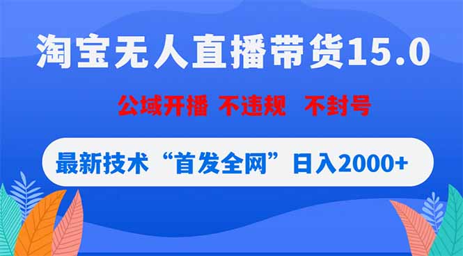 淘宝无人直播带货15.0，不封号，不违规，公域玩法，首发全网日入2000+-heixxmi