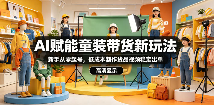 AI赋能童装带货新玩法，新手从零起号，低成本制作货品视频稳定出单-heixxmi