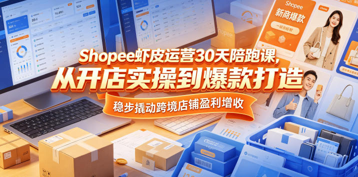 Shopee虾皮运营30天陪跑课，从开店实操到爆款打造，稳步撬动跨境店铺盈利增收-heixxmi