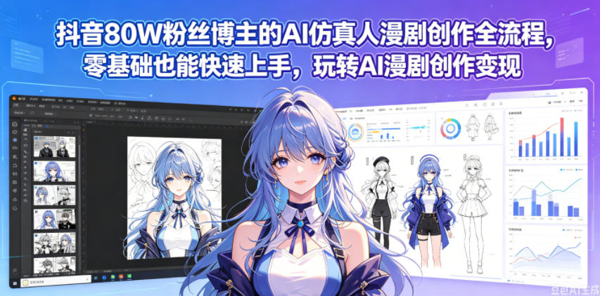 抖音80W粉丝博主的AI仿真人漫剧创作全流程，零基础也能快速上手，玩转AI漫剧创作变现-heixxmi