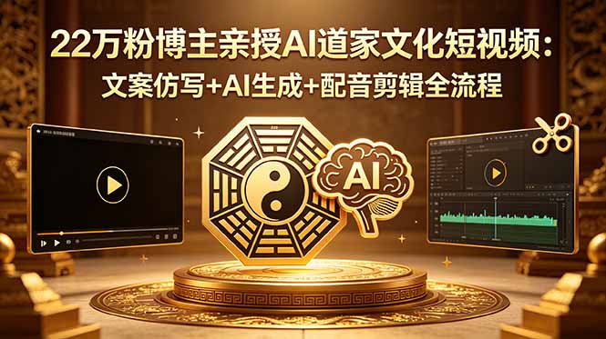 22万粉博主亲授AI道家文化短视频：文案仿写+AI生成+配音剪辑全流程-heixxmi