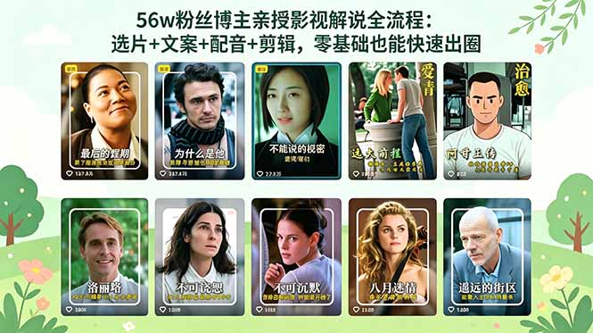 56万粉丝博主亲授影视解说全流程：选片+文案+配音+剪辑，零基础也能快速出圈-heixxmi
