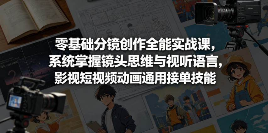 零基础分镜创作全能实战课，系统掌握镜头思维与视听语言，影视短视频动画通用接单技能-heixxmi