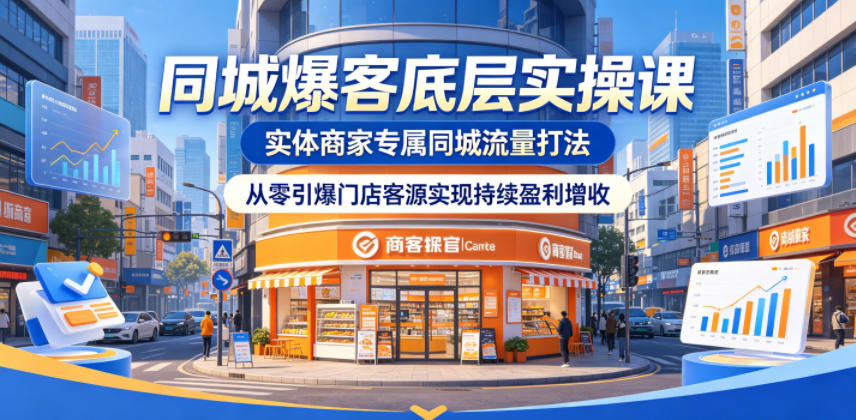 同城爆客底层实操课，实体商家专属同城流量打法，从零引爆门店客源实现持续盈利增收-heixxmi