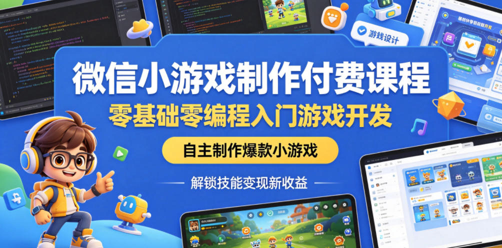 微信小游戏制作付费课程，零基础零编程入门游戏开发，自主制作爆款小游戏，解锁技能变现新收益-heixxmi