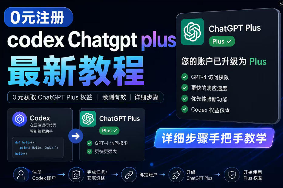 0元全自动注册codex gpt plus最新教程，0元获取GPT Plus权益，手把手详细教学-heixxmi
