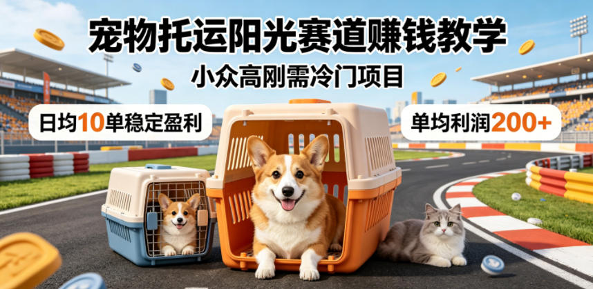 宠物托运阳光赛道賺钱教学，小众高刚需冷门项目，日均10单稳定盈利，单均利润200+-heixxmi