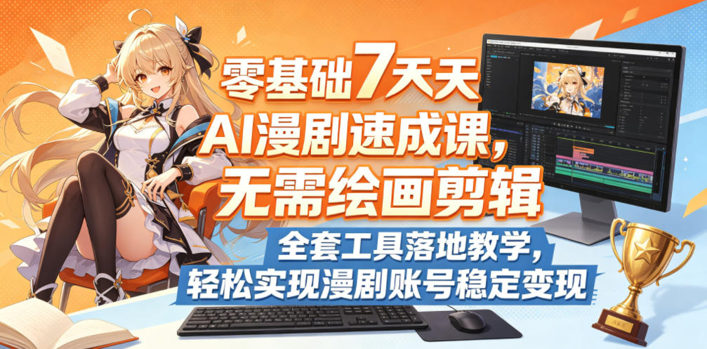 零基础7天AI漫剧速成课，无需绘画剪辑，全套工具落地教学，轻松实现漫剧账号稳定变现-heixxmi