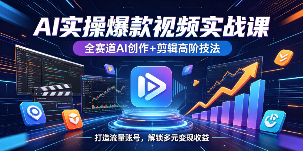 AI实操爆款视频实战课，全赛道AI创作+剪辑高阶技法，打造流量账号，解锁多元变现收益-heixxmi