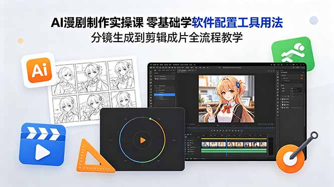 AI漫剧制作实操课 零基础学软件配置工具用法 分镜生成到剪辑成片全流程教学-heixxmi