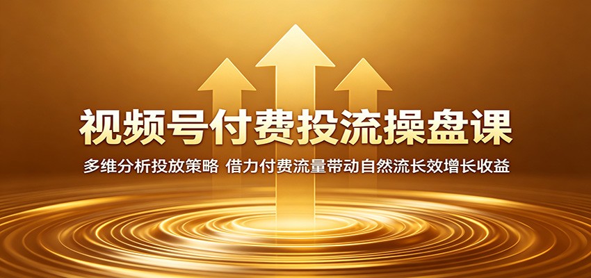 视频号付费投流操盘课：多维分析投放策略，借力付费流量带动自然流长效增长收益-heixxmi