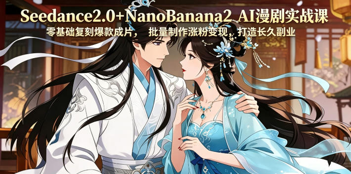 Seedance2.0+NanoBanana2 AI漫剧实战课，零基础复刻爆款成片涨粉变现，打造长久副业收益-heixxmi