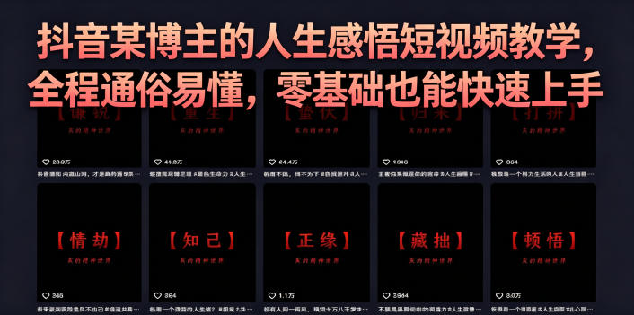 抖音某博主的灰太狼人生感悟短视频教学，全程通俗易懂，零基础也能快速上手-heixxmi