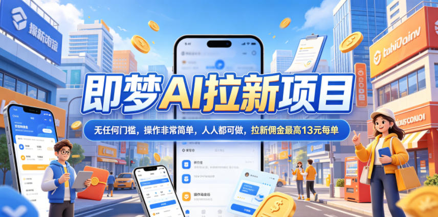 2026年即梦AI拉新项目最新玩法，无任何门槛，操作非常简单，人人都可做，拉新佣金最高13元每单-heixxmi