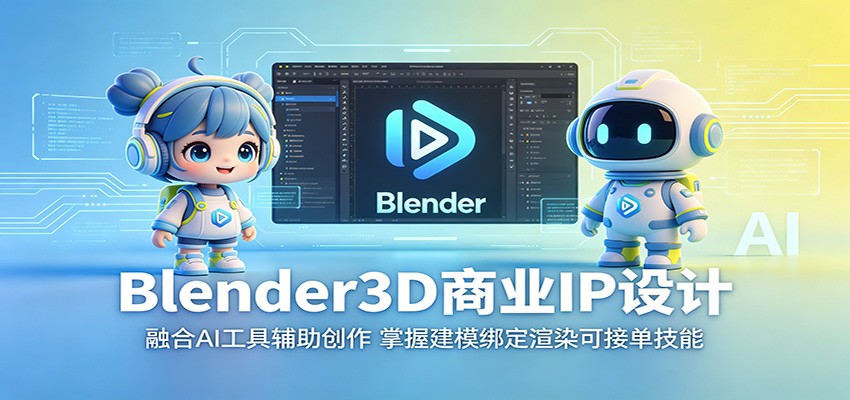 Blender3D商业IP设计：融合AI工具辅助创作，掌握建模绑定渲染可接单技能-heixxmi