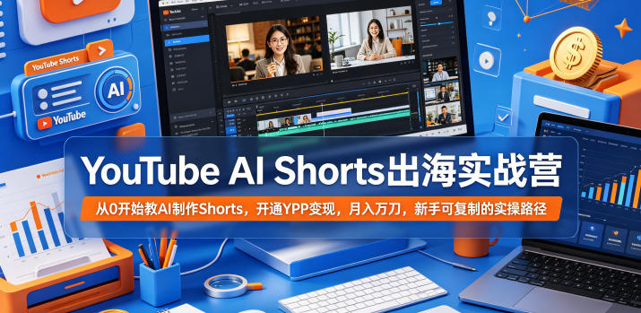 YouTube AI Shorts出海实战营，从0开始教AI制作Shorts，开通YPP变现，月入万刀，新手可复制的实操路径-heixxmi