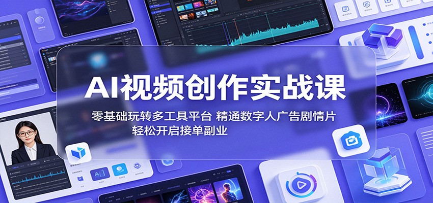 AI视频创作实战课：零基础玩转多工具平台，精通数字人广告、剧情片，轻松开启接单副业-heixxmi