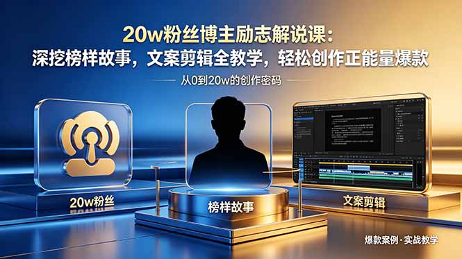 20w粉丝博主励志解说课：深挖榜样故事，文案剪辑全教学，轻松创作正能量爆款-heixxmi