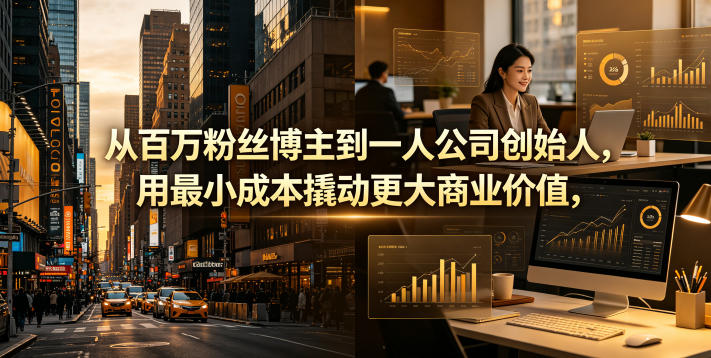 从百万粉丝博主到一人公司创始人，用最小成本撬动更大商业价值-heixxmi