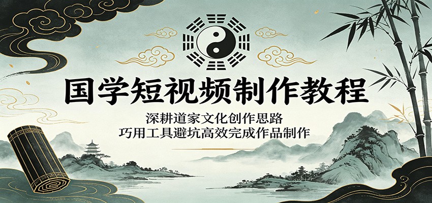国学短视频制作教程：深耕道家文化创作思路，巧用工具避坑高效完成作品制作-heixxmi
