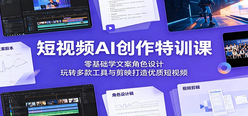 短视频AI创作特训课：零基础学文案角色设计，玩转多款工具与剪映打造优质短视频-heixxmi