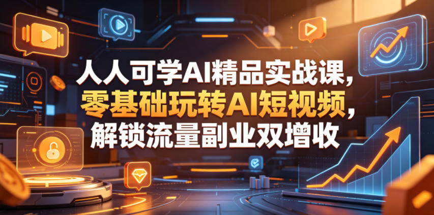 人人可学AI精品实战课，零基础玩转AI短视频，解锁流量副业双增收-heixxmi