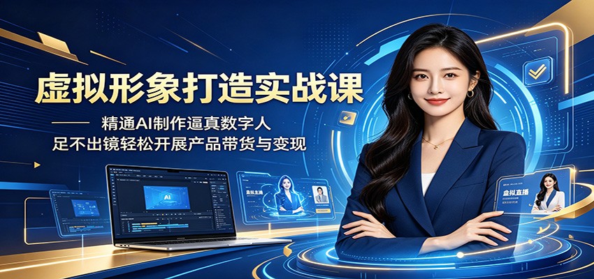虚拟形象打造实战课：精通AI制作逼真数字人，足不出镜轻松开展产品带货与变现-heixxmi
