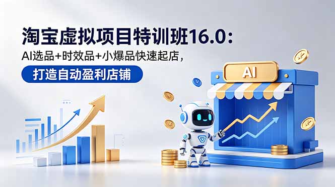 淘宝虚拟项目特训班16.0：AI选品+时效品+小爆品快速起店，打造自动盈利店铺-heixxmi