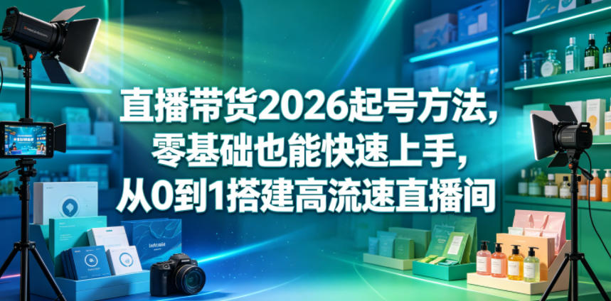 直播带货2026起号方法，零基础也能快速上手，从0到1搭建高流速直播间-heixxmi