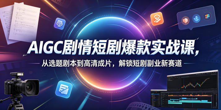 AIGC剧情短剧爆款实战课，从选题剧本到高清成片，解锁短剧副业新赛道-heixxmi
