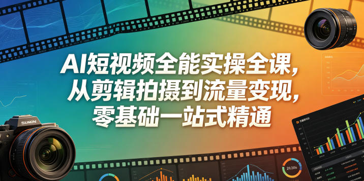 AI短视频全能实操全课，从剪辑拍摄到流量变现，零基础一站式精通-heixxmi