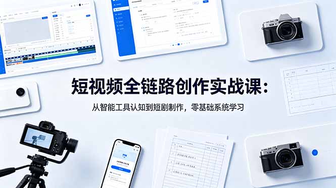 短视频全链路创作实战课：从智能工具认知到短剧制作，零基础系统学习-heixxmi