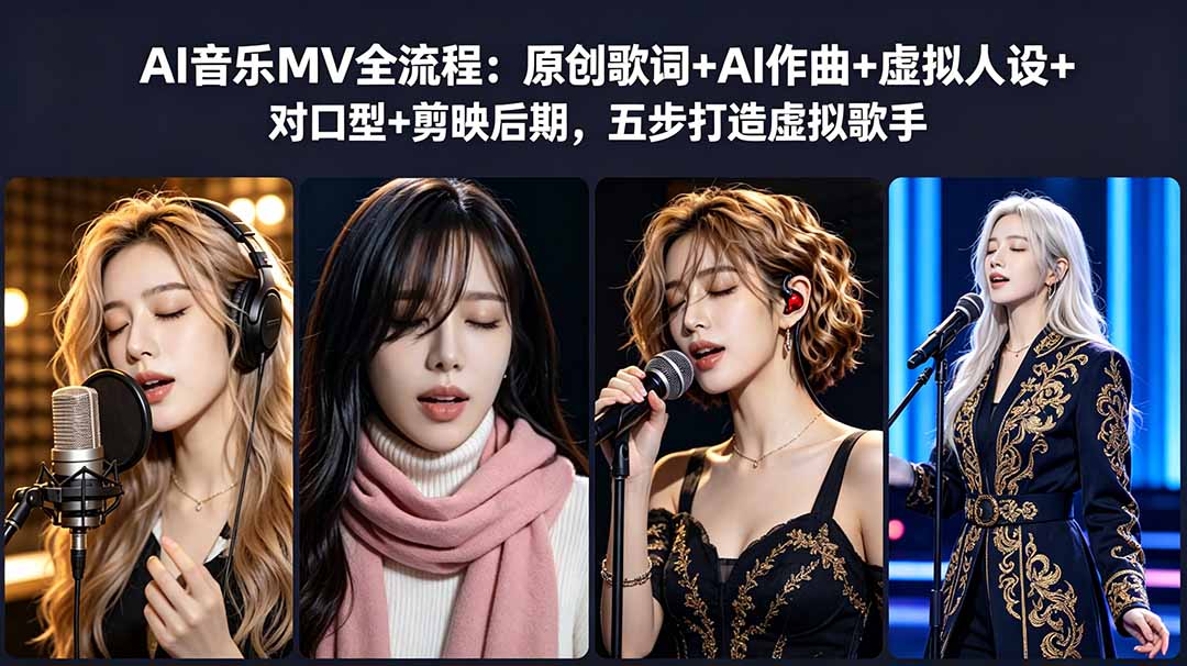AI音乐MV全流程：原创歌词+AI作曲+虚拟人设+对口型+剪映后期，五步打造虚拟歌手-heixxmi