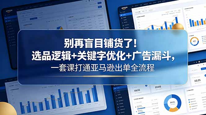 别再盲目铺货了！选品逻辑+关键字优化+广告漏斗，一套课打通亚马逊出单全流程-heixxmi