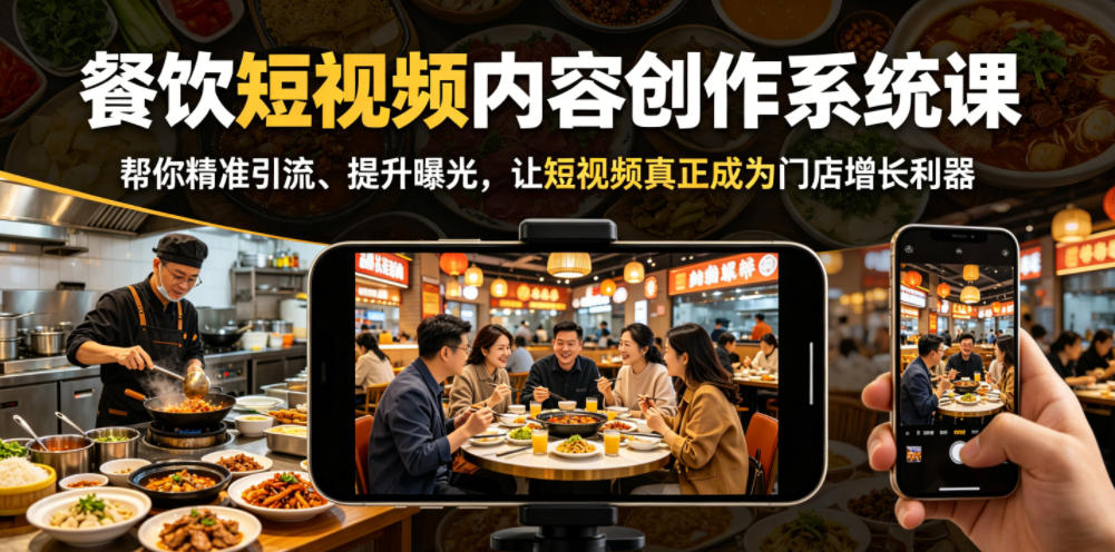 餐饮短视频内容创作系统课，帮你精准引流、提升曝光，让短视频真正成为门店增长利器-heixxmi