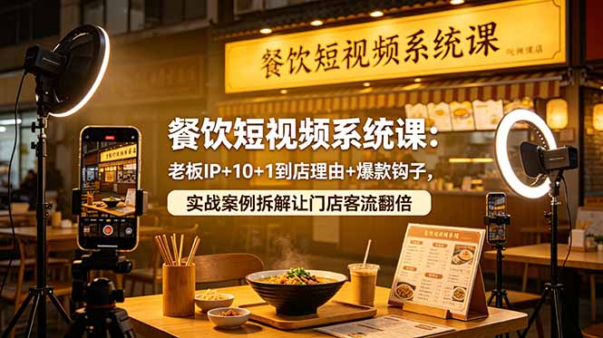 餐饮短视频系统课：老板IP+10+1到店理由+爆款钩子，实战案例拆解让门店客流翻倍-heixxmi
