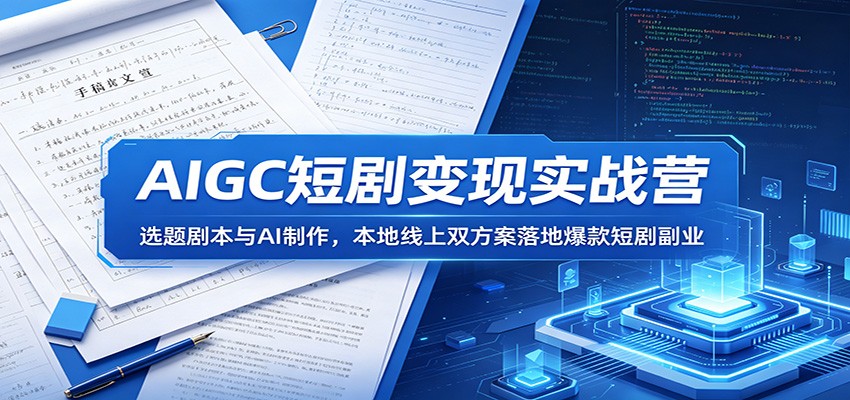 AIGC短剧变现实战营：选题剧本与AI制作，本地线上双方案落地爆款短剧副业-heixxmi