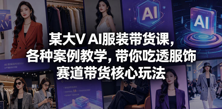 某大V AI服装带货课，各种案例教学，带你吃透服饰赛道带货核心玩法-heixxmi