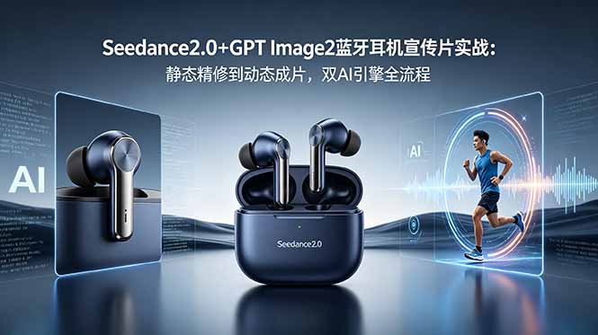 Seedance2.0+GPT Image2蓝牙耳机宣传片实战：静态精修到动态成片，双AI引擎全流程-heixxmi