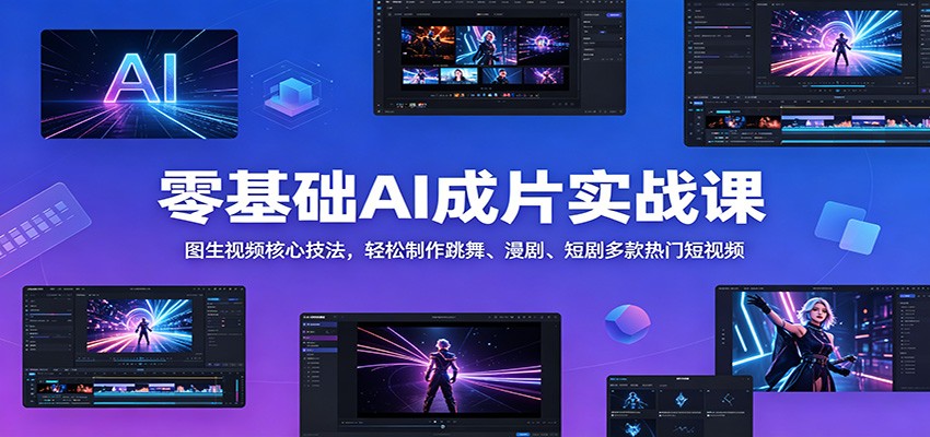 零基础AI成片实战课：图生视频核心技法，轻松制作跳舞、漫剧、短剧多款热门短视频-heixxmi