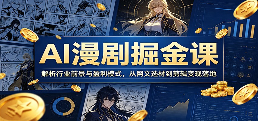 AI漫剧掘金课：解析行业前景与盈利模式，从网文选材到剪辑变现落地-heixxmi