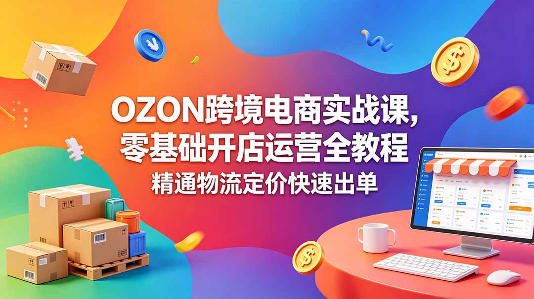 OZON 跨境电商实战课，零基础开店运营全教程，精通物流定价快速出单-heixxmi
