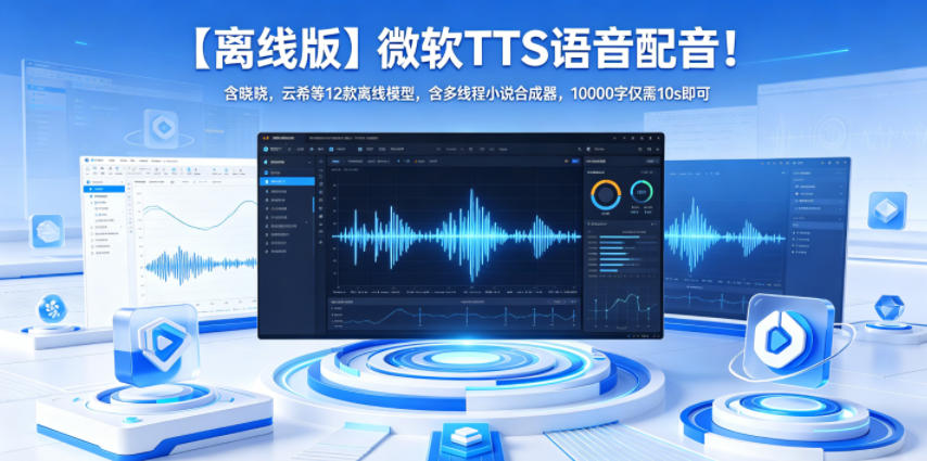 【离线版】微软TTS语音配音！含晓晓，云希等12款离线模型，含多线程小说合成器，10000字仅需10s即可-heixxmi