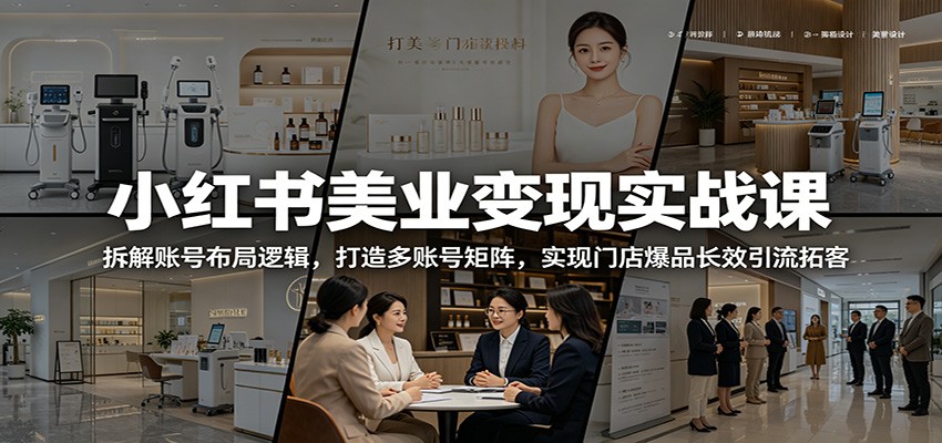 小红书美业变现实战课：拆解账号布局逻辑，打造多账号矩阵，实现门店爆品长效引流拓客-heixxmi