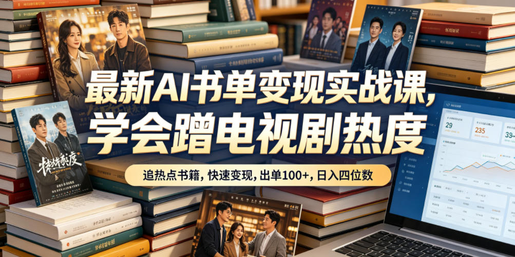 最新AI书单变现实战课，学会蹭电视剧热度，追热点书籍，快速变现，出单100+，日入四位数-heixxmi