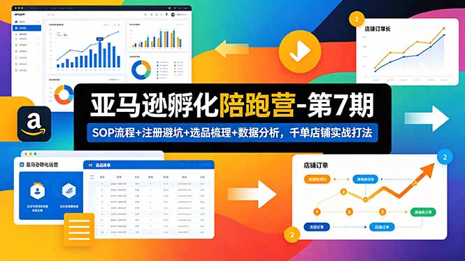 亚马逊孵化陪跑营-第7期：SOP流程+注册避坑+选品梳理+数据分析，千单店铺实战打法-heixxmi