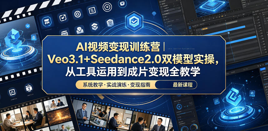 AI视频变现训练营｜Veo3.1+Seedance2.0双模型实操，从工具运用到成片变现全教学-heixxmi