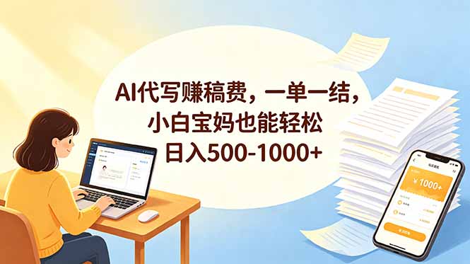 AI代写赚稿费，一单一结，小白宝妈也能轻松日入500-1000+-heixxmi