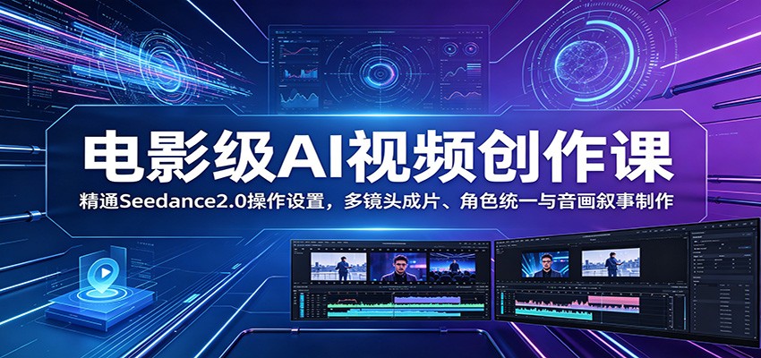 电影级AI视频创作课：精通Seedance2.0操作设置，多镜头成片、角色统一与音画叙事制作-heixxmi